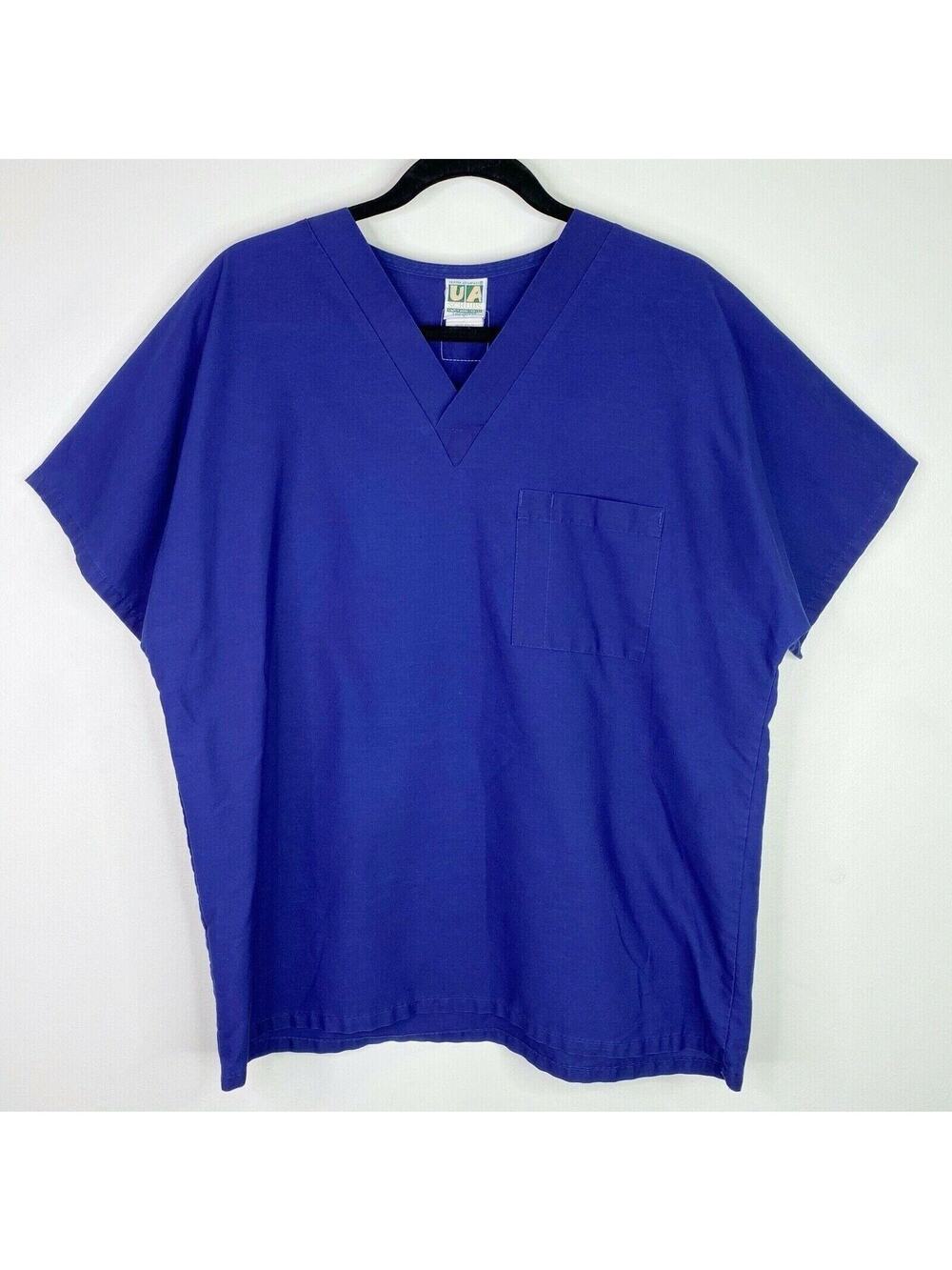 UA Scrubs Uniform Advantage Solid Blue Scrub Top Shirt Size Medium M